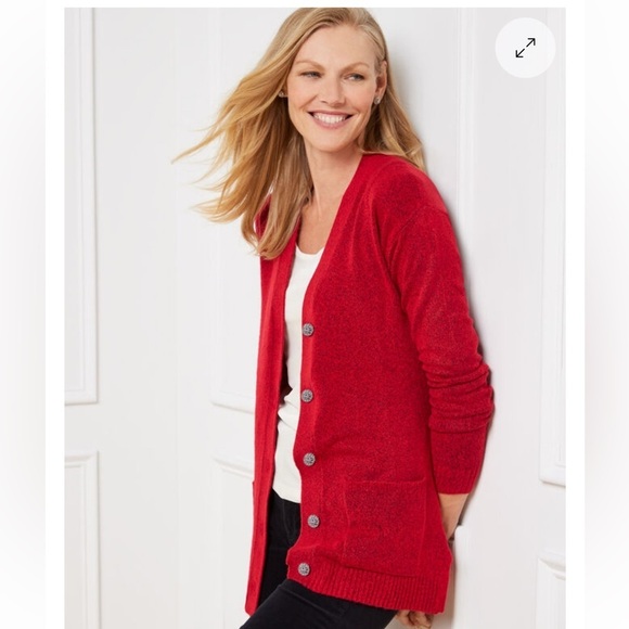 Talbots Sweaters - NWT Talbots Jewel Button Cardigan Knit Red With Emblished Buttons Size L